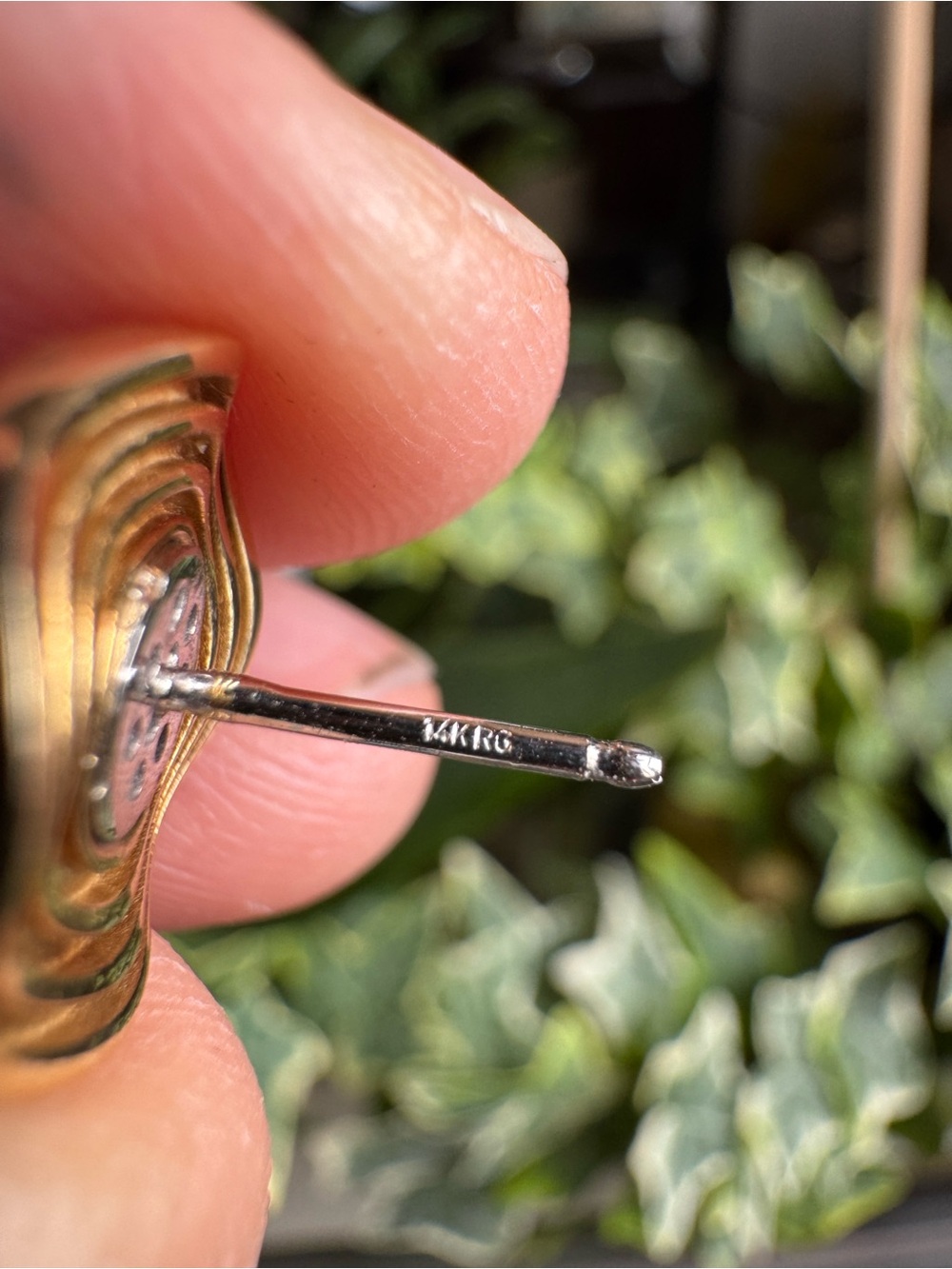 14k Artisan Diamond Disc Earrings - Picture 4 of 9